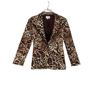 Vintage Cache Gold Label Jacket 4 Blazer Fitted Sequined Animal Print Maximalist